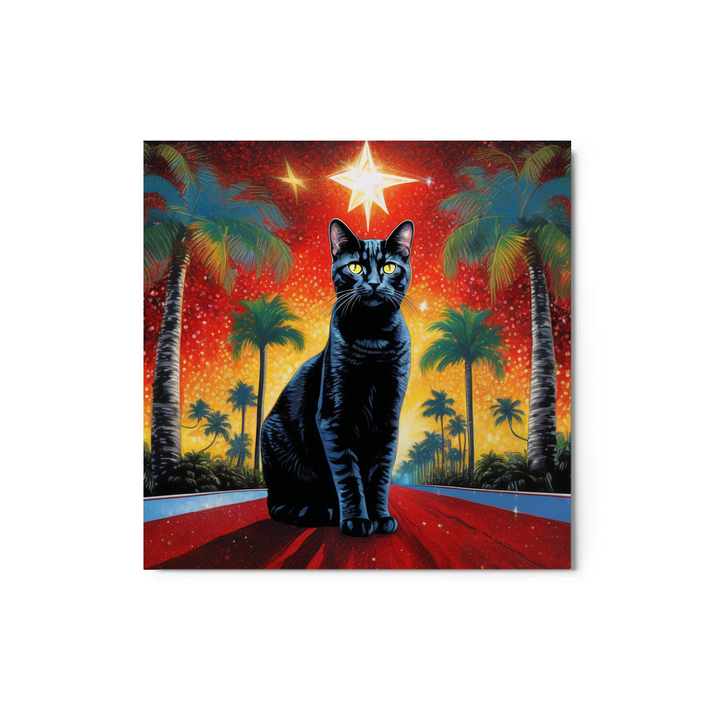 PugMug Custom Black American Shorthair Cat Metal Print