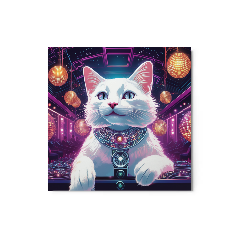 PugMug Custom White Companion Cat Metal Print