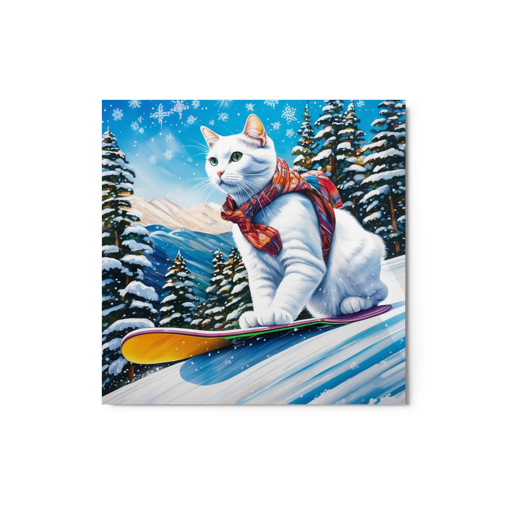 PugMug Custom White Companion Cat Metal Print