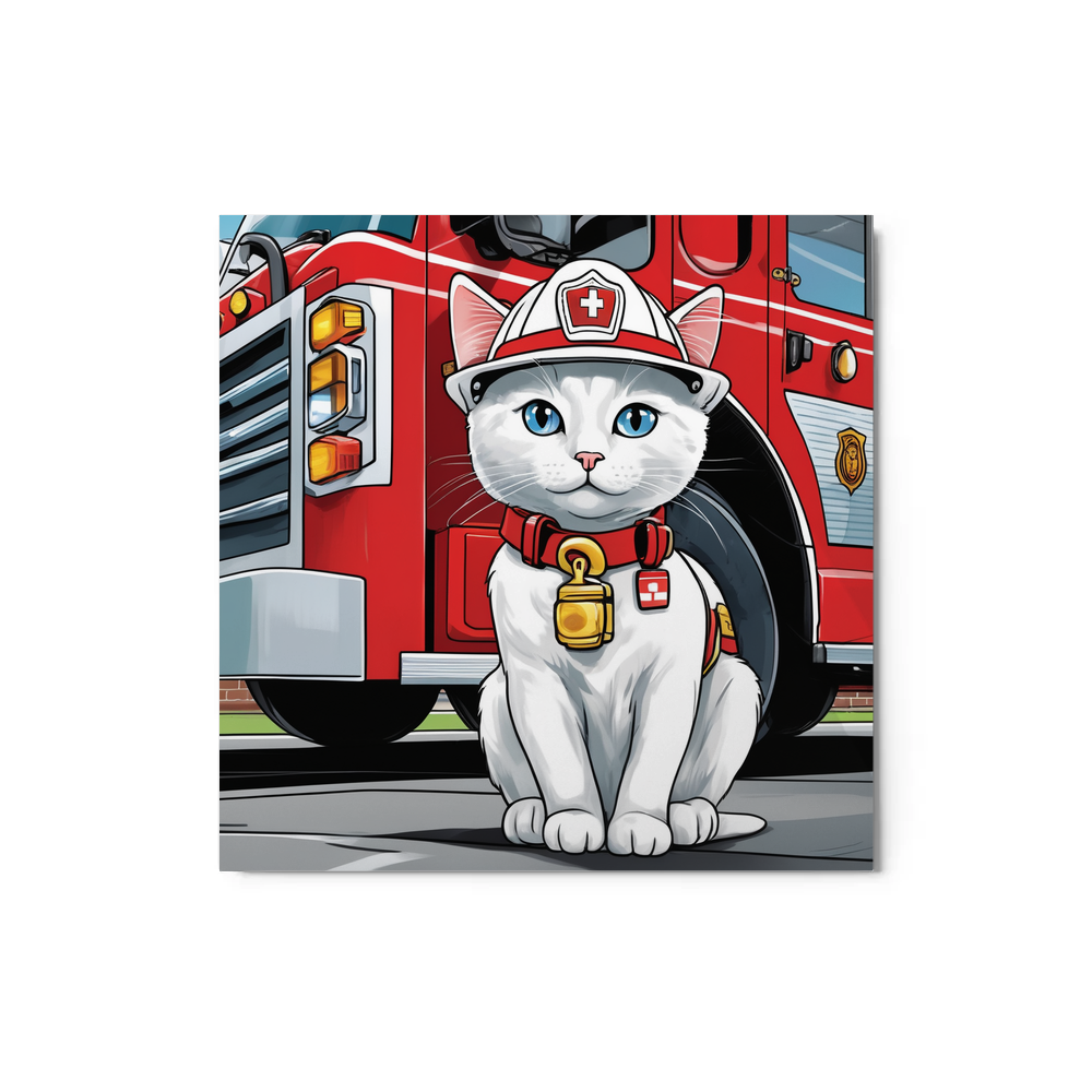 PugMug Custom White Companion Cat Metal Print