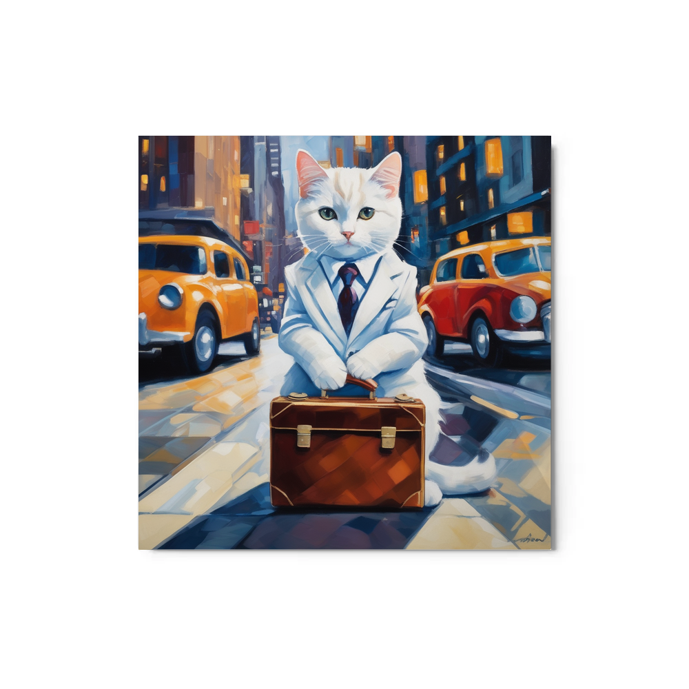 PugMug Custom White Companion Cat Metal Print