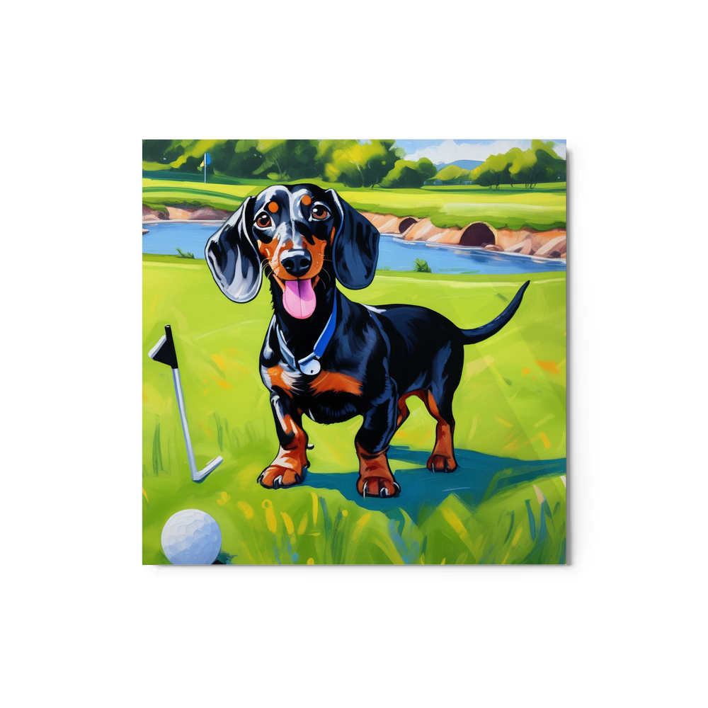 PugMug Custom Black Dachshund Metal Print