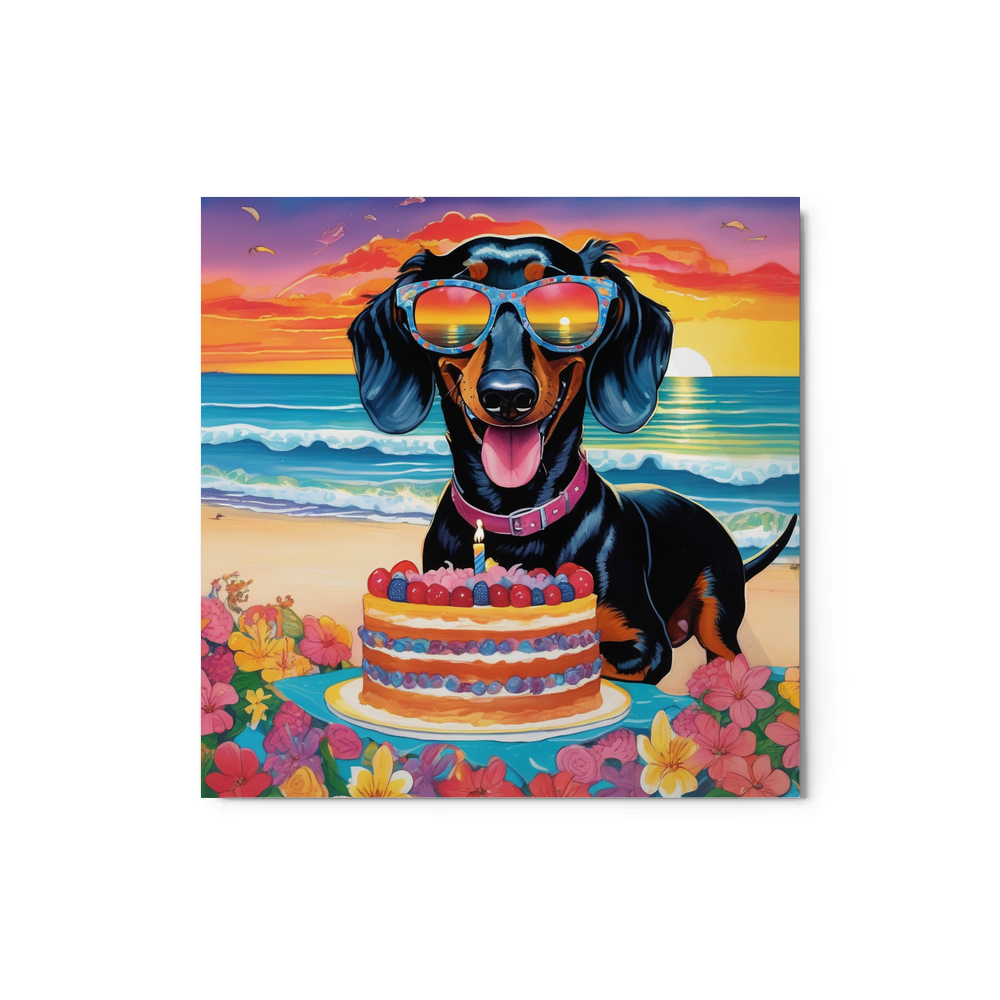 PugMug Custom Black Dachshund Metal Print