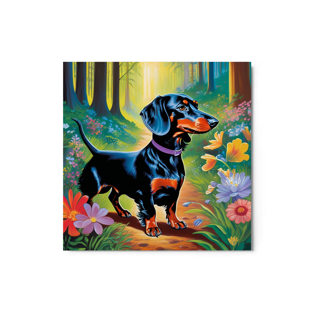 PugMug Custom Black Dachshund Metal Print