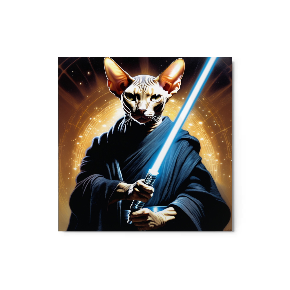 PugMug Custom Black Sphynx Cat Metal Print