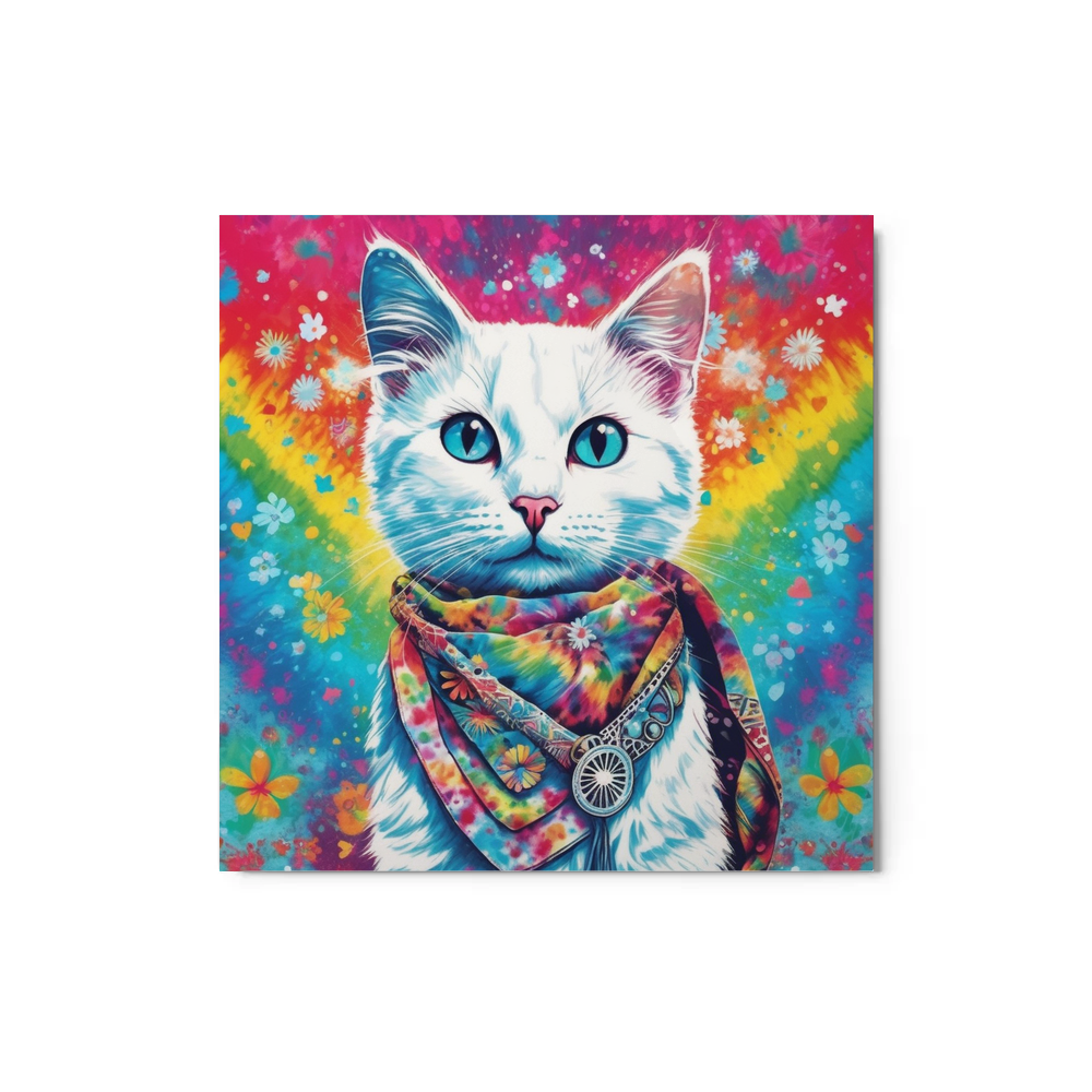 PugMug Custom White Companion Cat Metal Print