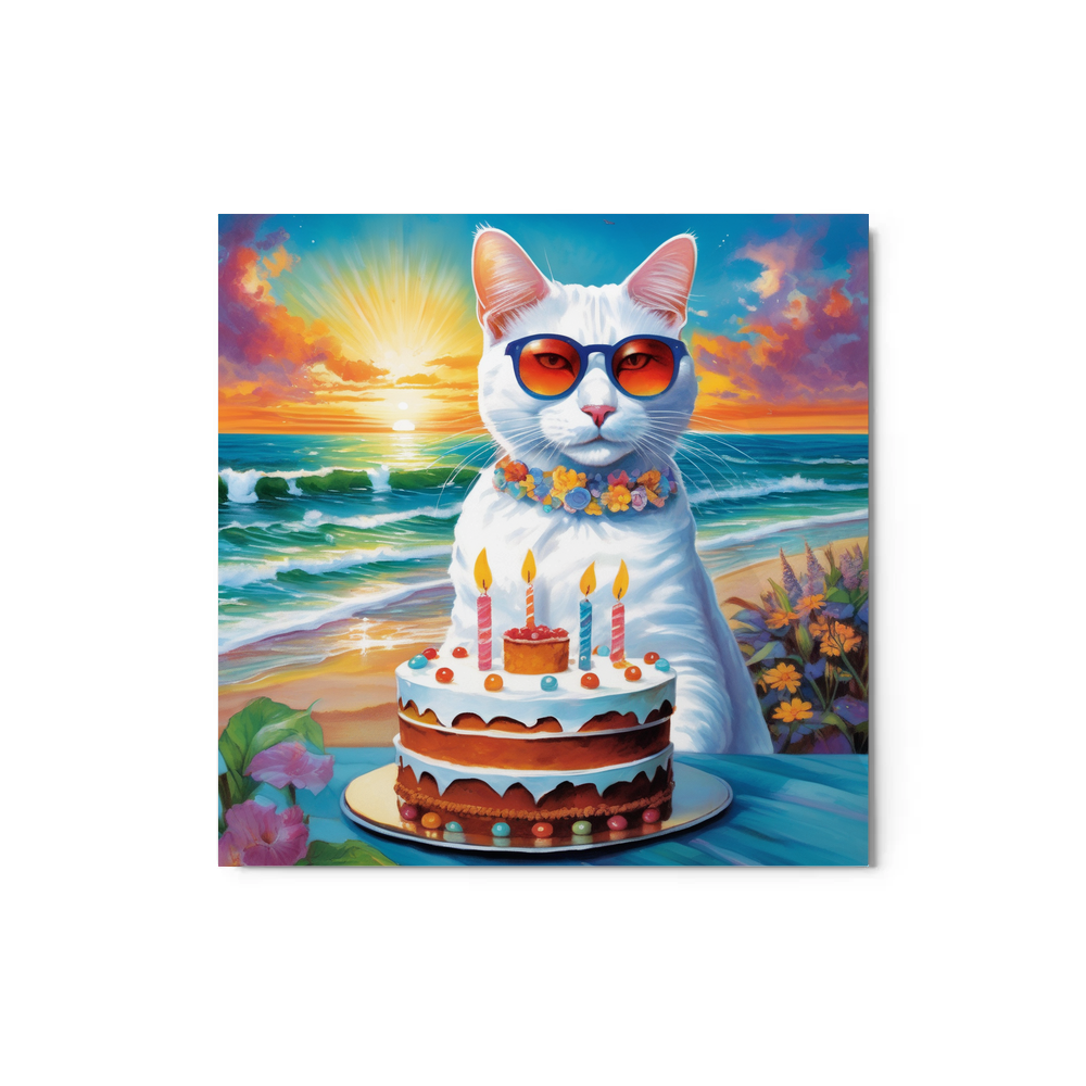 PugMug Custom White Companion Cat Metal Print