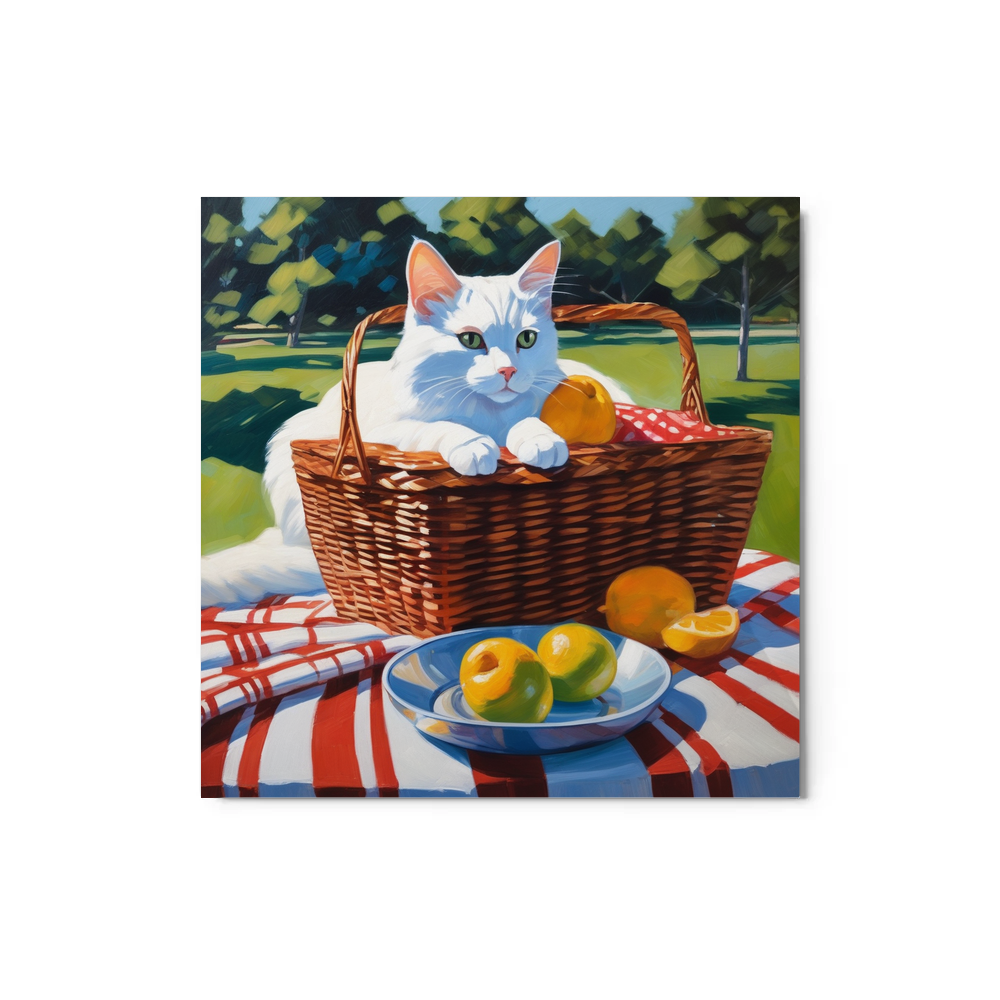 PugMug Custom White Companion Cat Metal Print