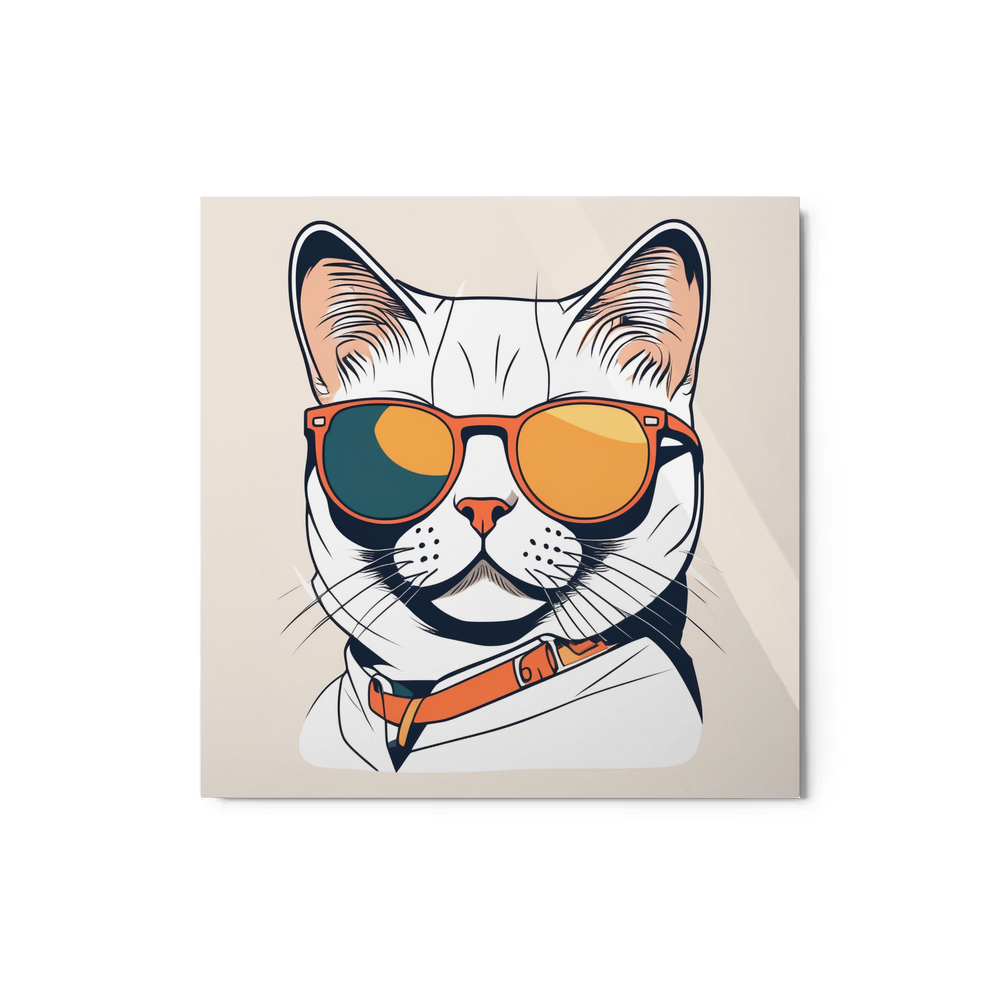 PugMug Custom White British Shorthair Cat Metal Print