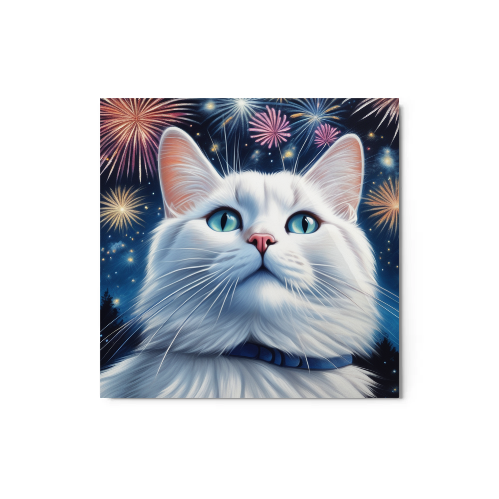 PugMug Custom White Companion Cat Metal Print