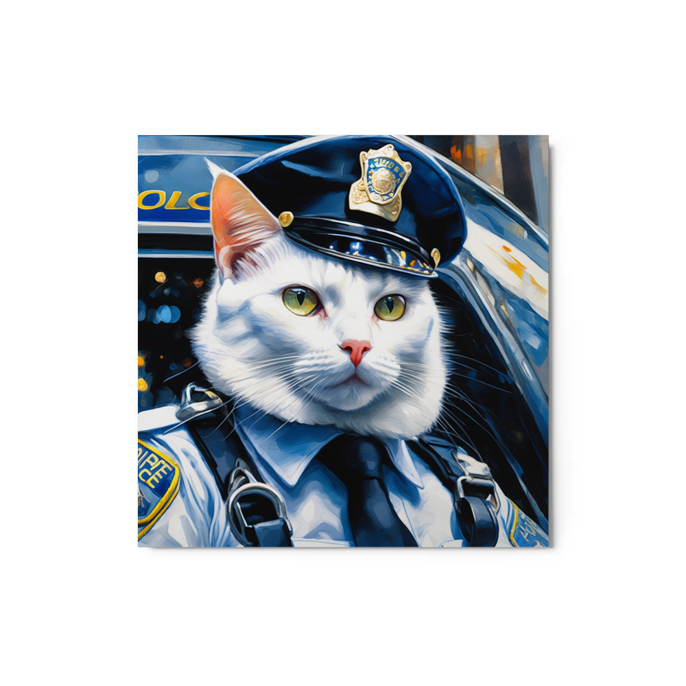 PugMug Custom White Companion Cat Metal Print