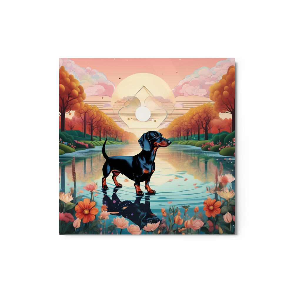 PugMug Custom Black Dachshund Metal Print