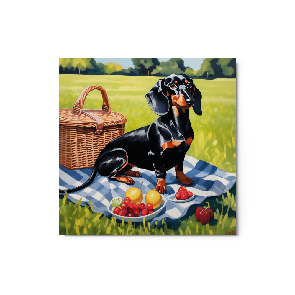 PugMug Custom Black Dachshund Metal Print