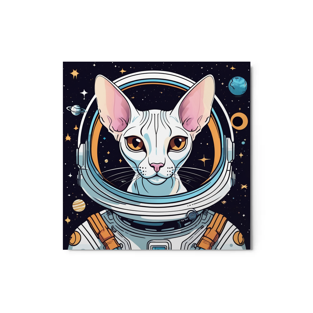 PugMug Custom White Sphynx Cat Metal Print