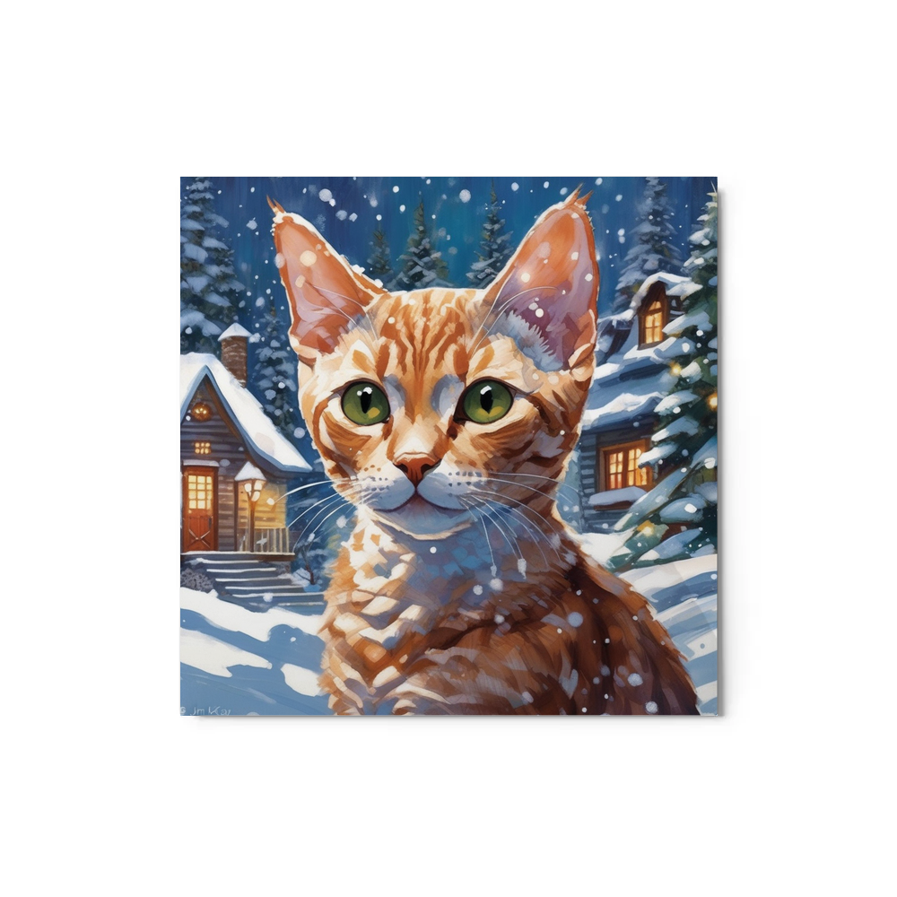 PugMug Custom Tabby Devon Rex Cat Metal Print