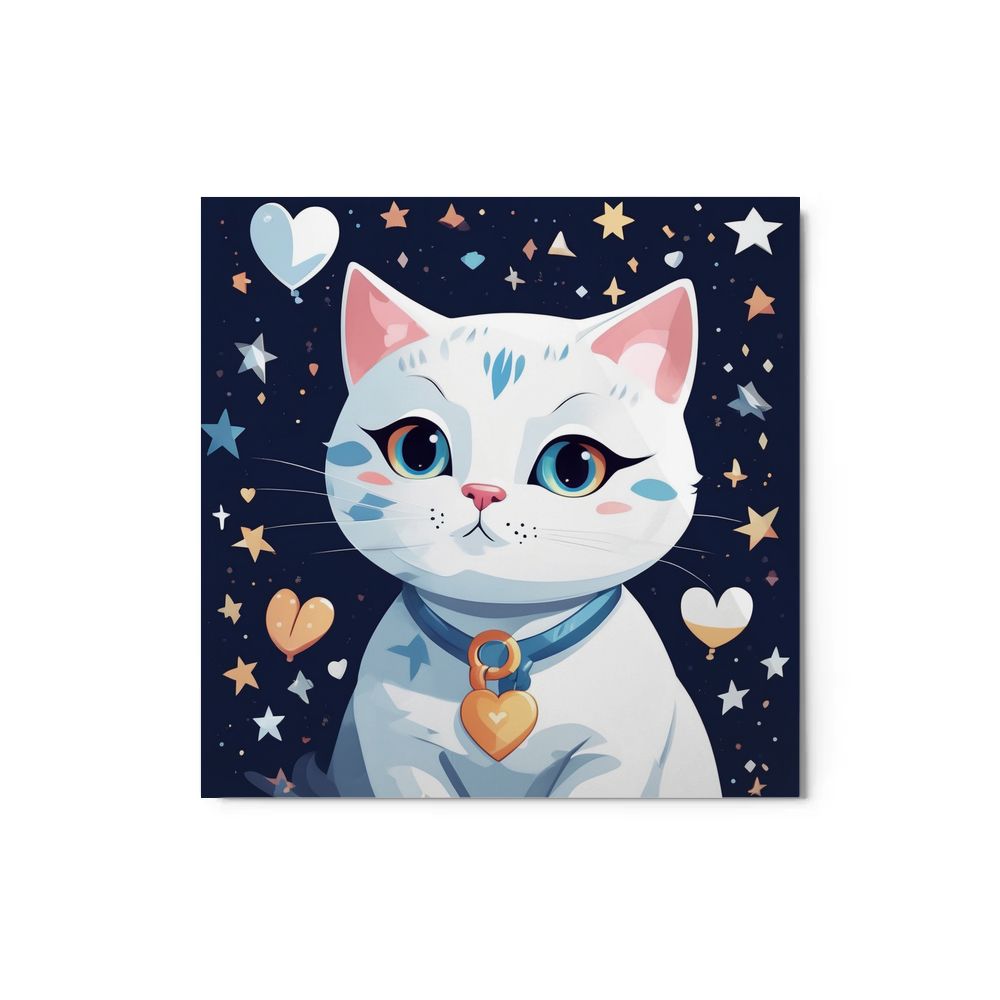 PugMug Custom White Companion Cat Metal Print