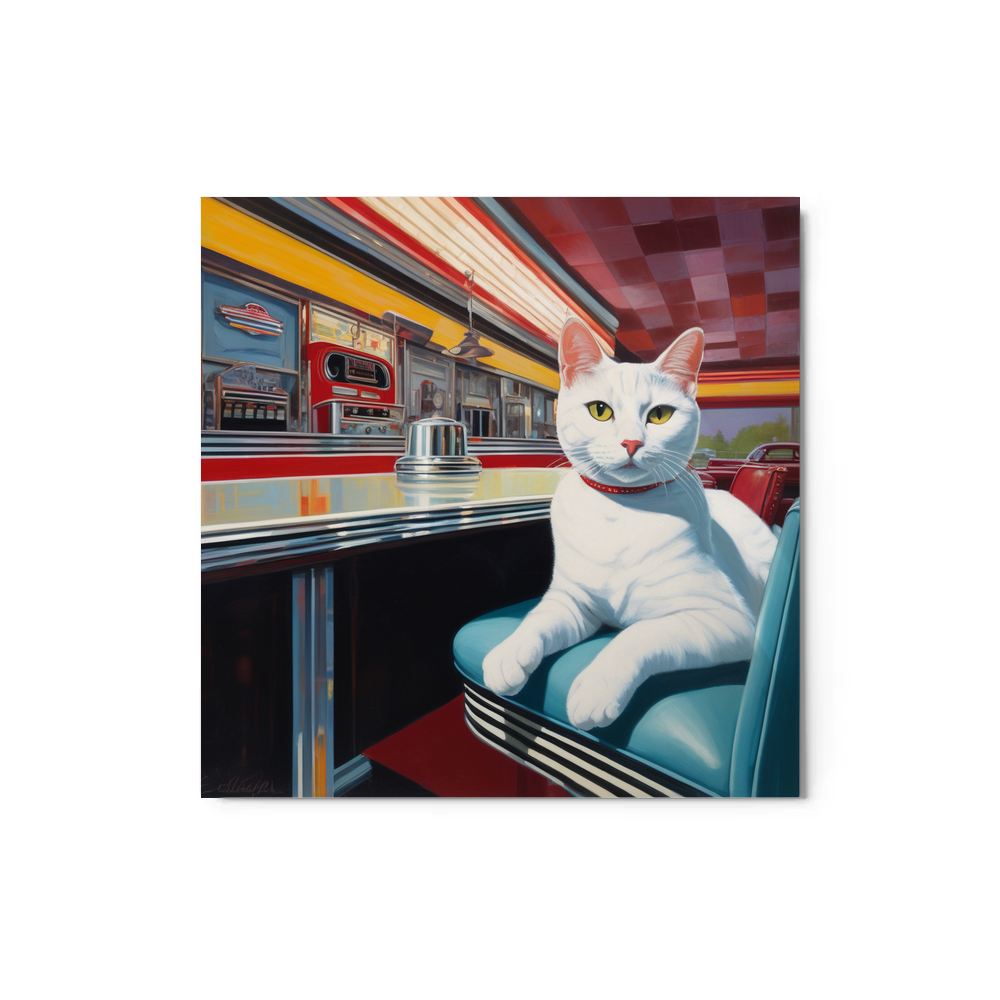 PugMug Custom White American Shorthair Cat Metal Print