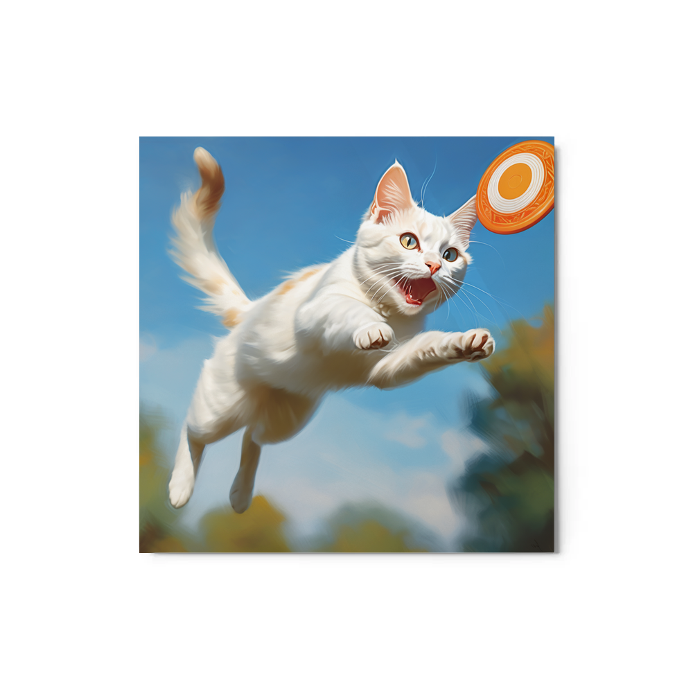 PugMug Custom White Companion Cat Metal Print