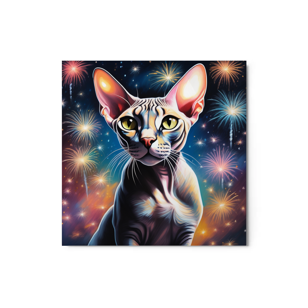PugMug Custom Tabby Sphynx Cat Metal Print