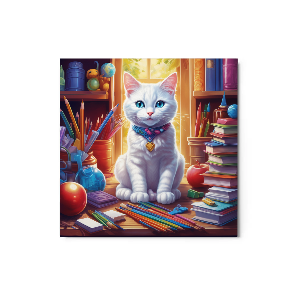 PugMug Custom White Companion Cat Metal Print