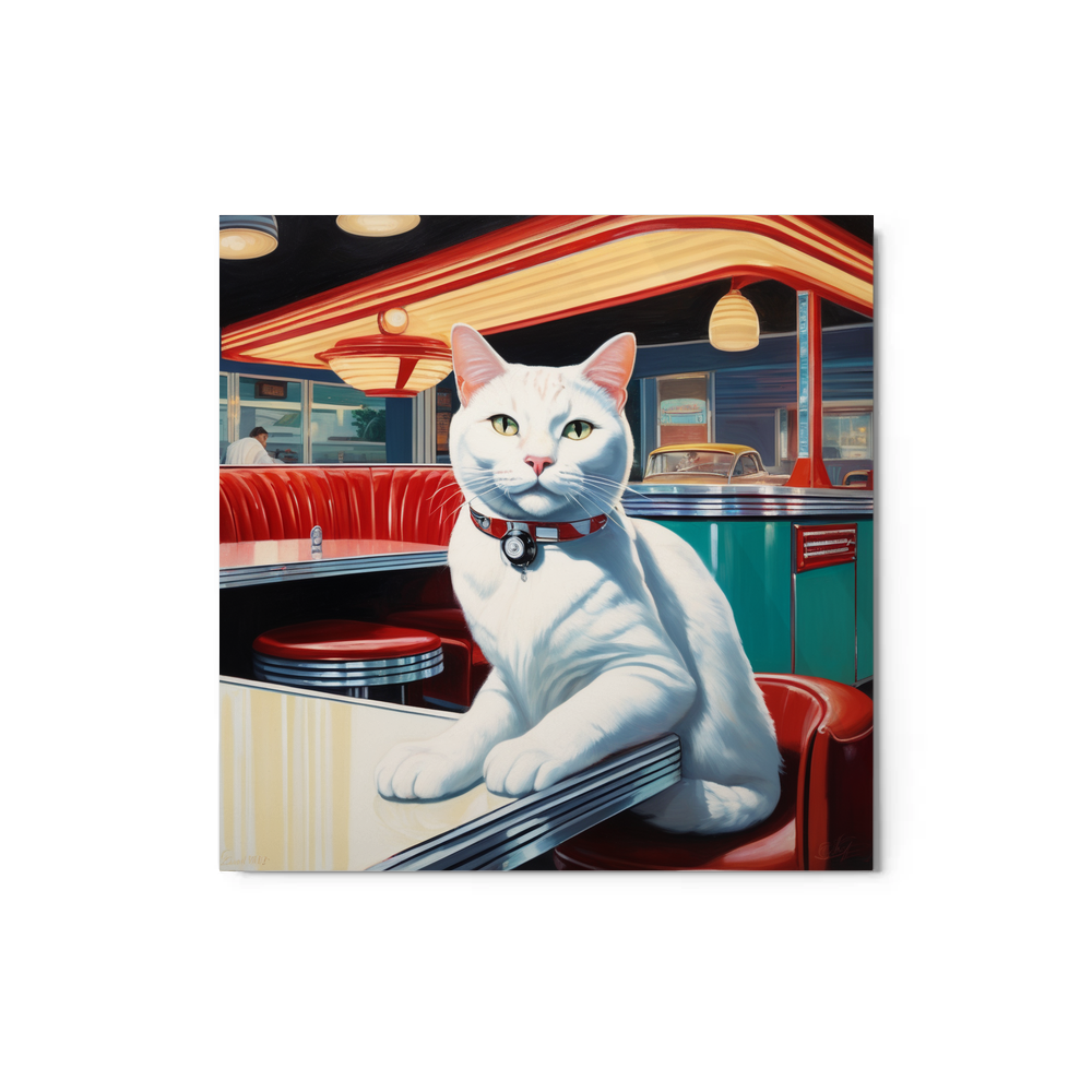 PugMug Custom White Companion Cat Metal Print