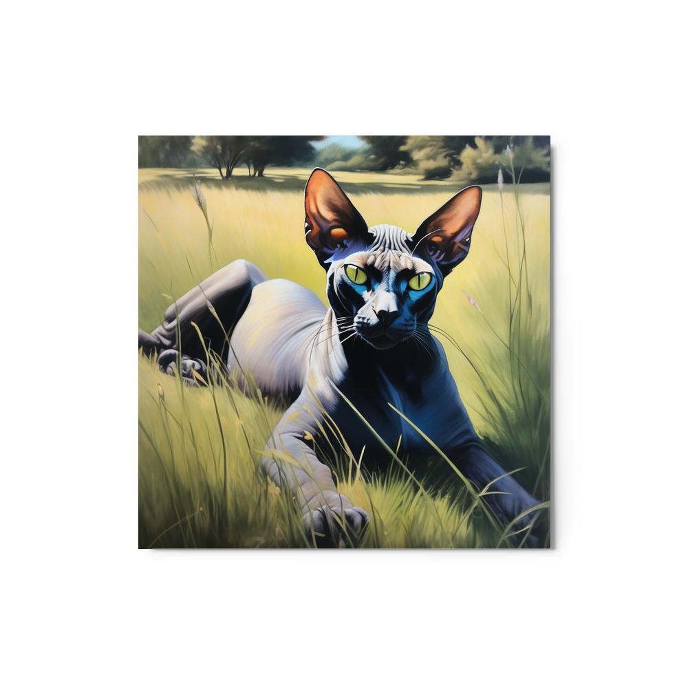 PugMug Custom Black Sphynx Cat Metal Print