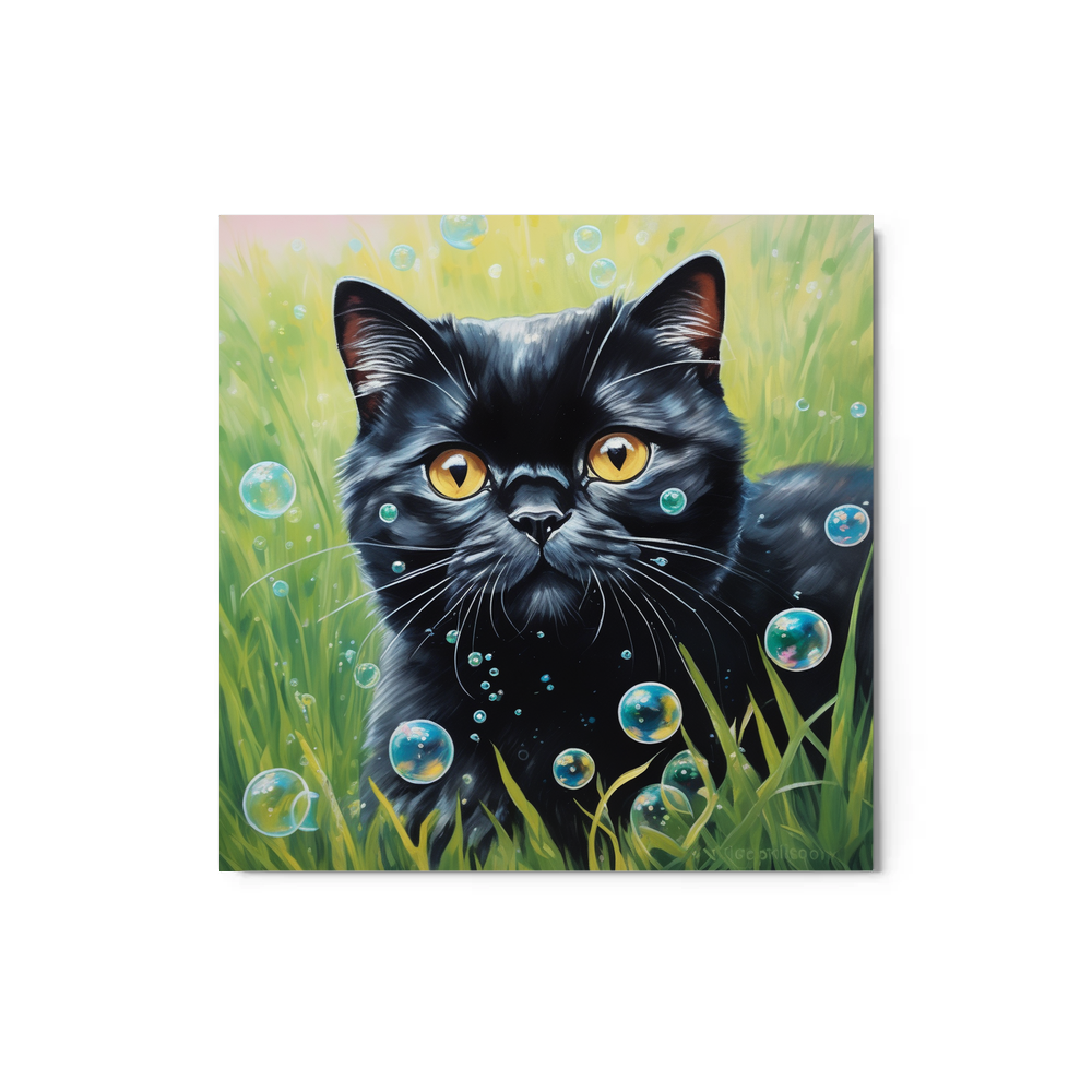PugMug Custom Black Scottish Fold Cat Metal Print