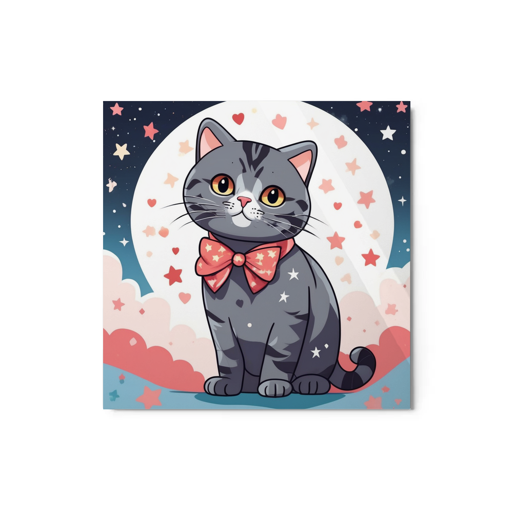 PugMug Custom Tabby Scottish Fold Cat Metal Print