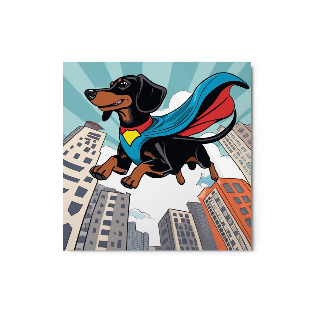 PugMug Custom Black Dachshund Metal Print