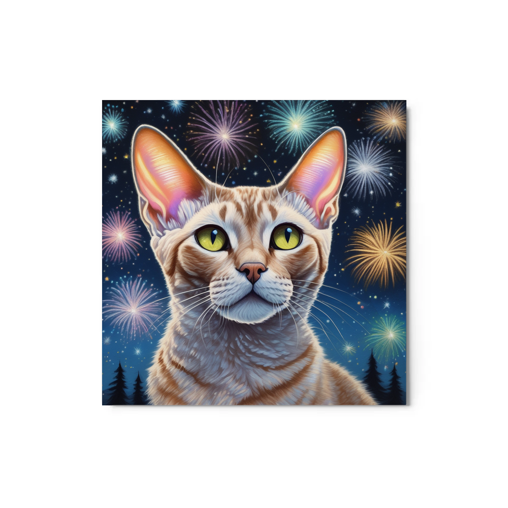 PugMug Custom Tabby Devon Rex Cat Metal Print
