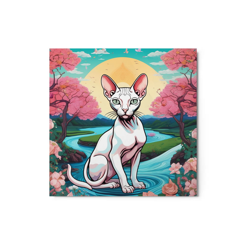 PugMug Custom White Sphynx Cat Metal Print