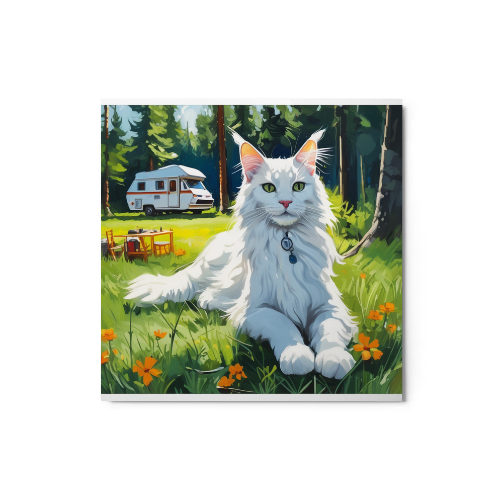 PugMug Custom White Maine Coon Cat Metal Print