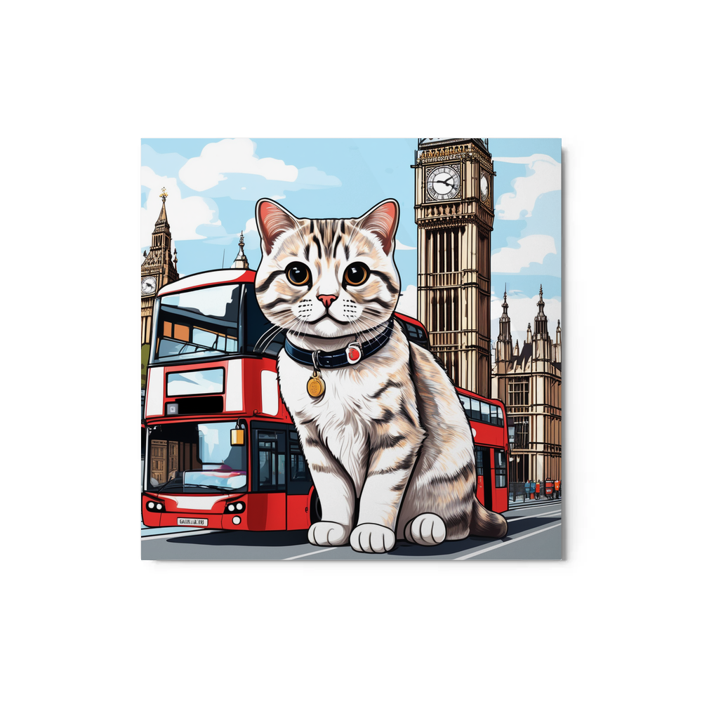 PugMug Custom Tabby Scottish Fold Cat Metal Print