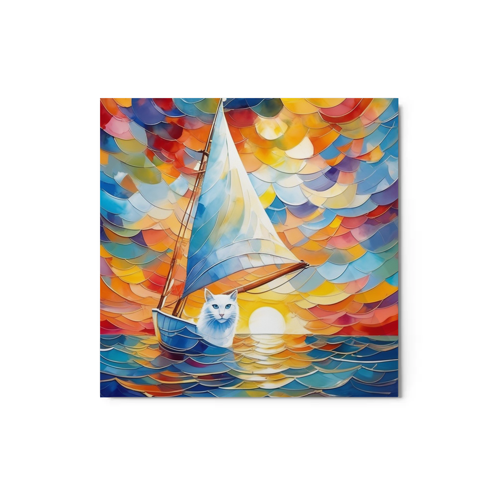 PugMug Custom White Companion Cat Metal Print