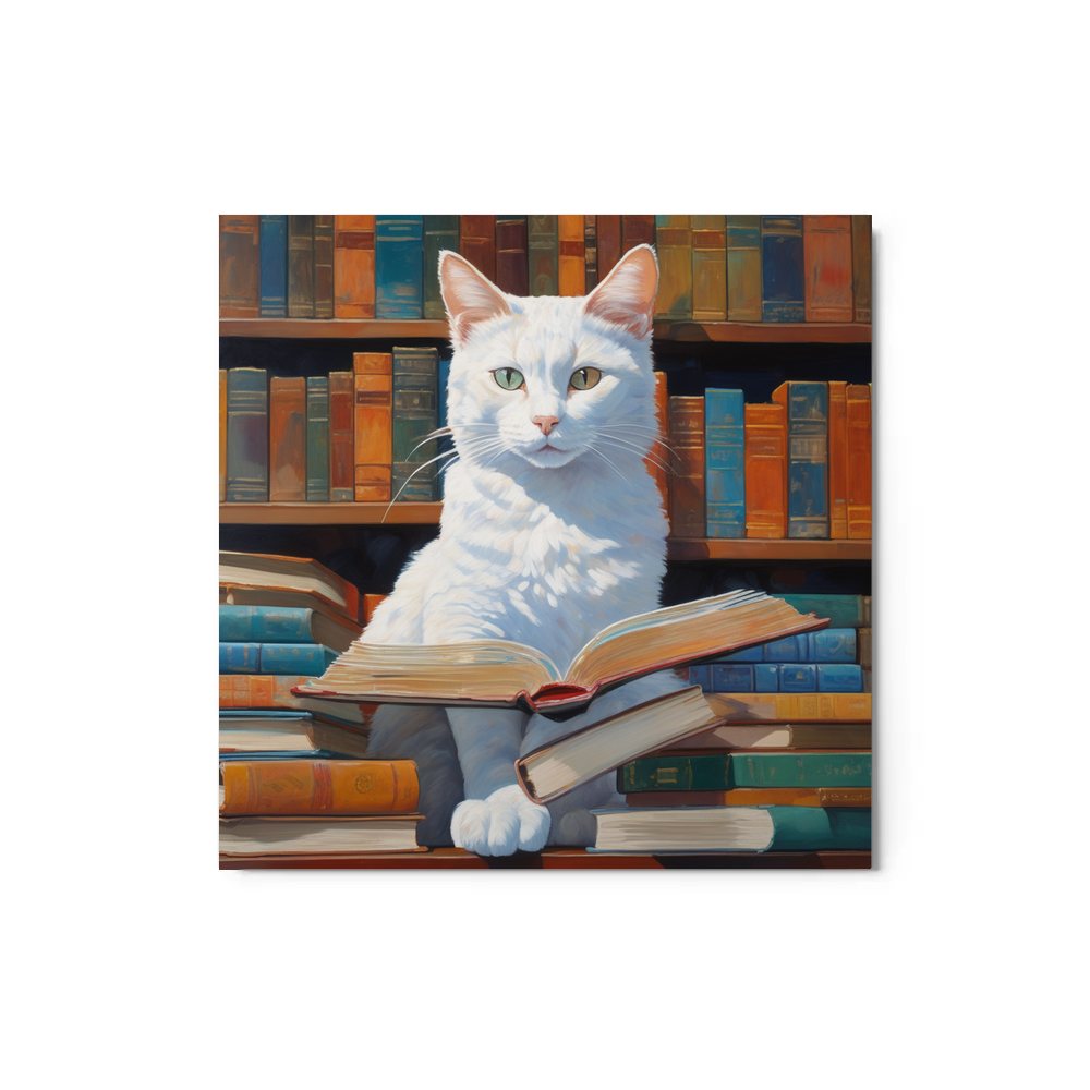 PugMug Custom White Companion Cat Metal Print