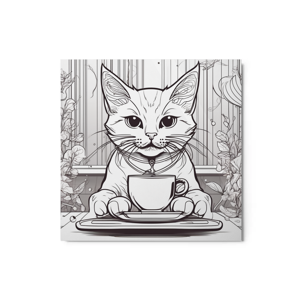 PugMug Custom White Companion Cat Metal Print