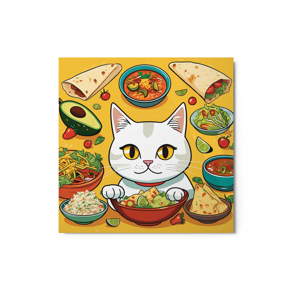 PugMug Custom White Companion Cat Metal Print