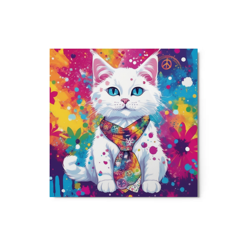 PugMug Custom White Companion Cat Metal Print