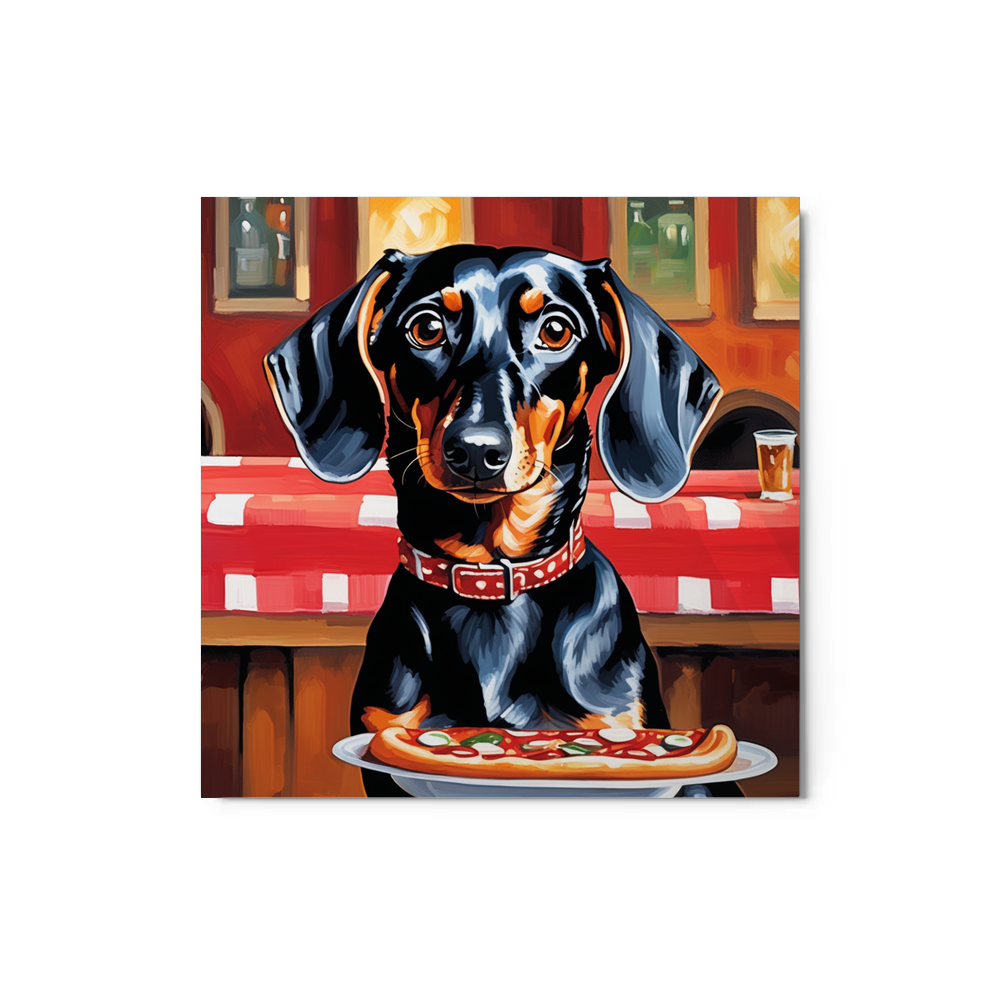 PugMug Custom Black Dachshund Metal Print