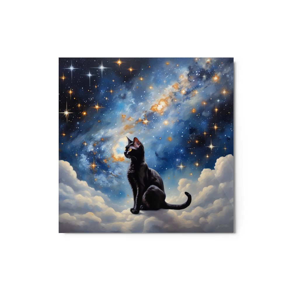 PugMug Custom Black Devon Rex Cat Metal Print