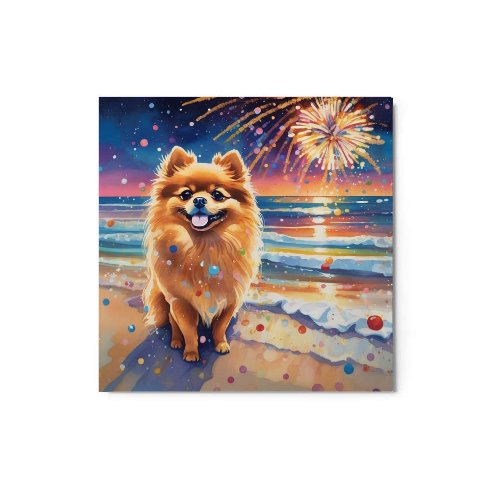 PugMug Custom Tan Pomeranian Metal Print