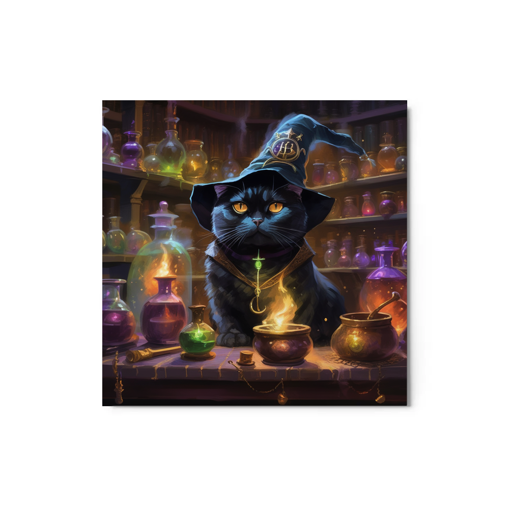 PugMug Custom Black Scottish Fold Cat Metal Print