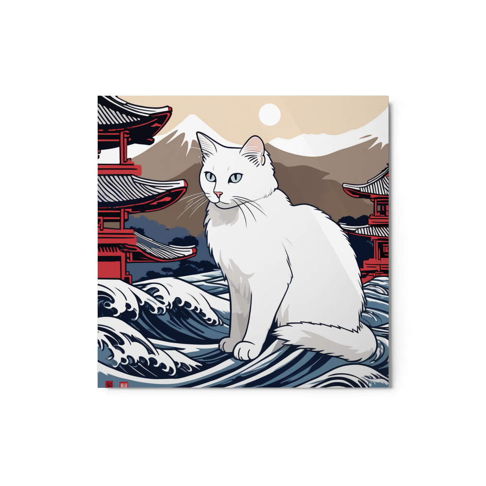 PugMug Custom White Companion Cat Metal Print