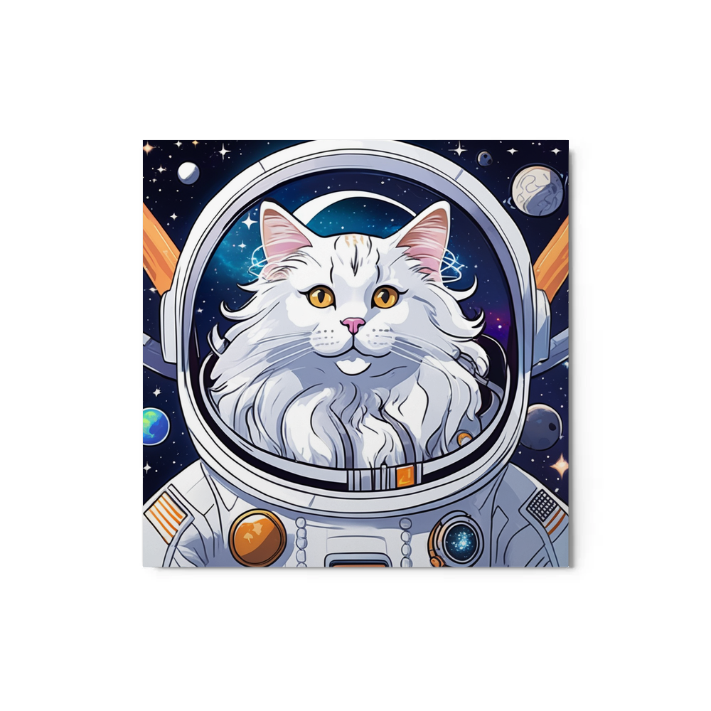 PugMug Custom White Maine Coon Cat Metal Print