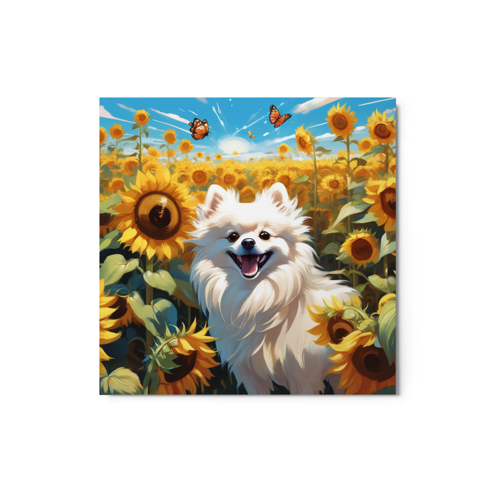 PugMug Custom White Pomeranian Metal Print