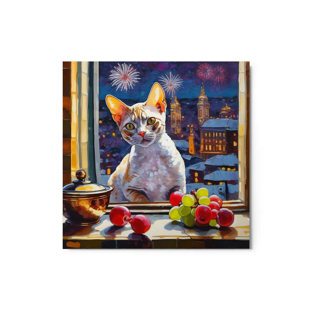 PugMug Custom Tabby Devon Rex Cat Metal Print