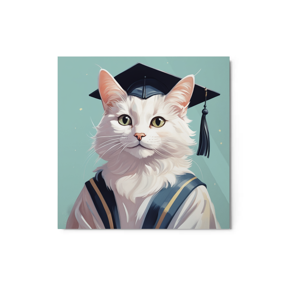 PugMug Custom White Companion Cat Metal Print