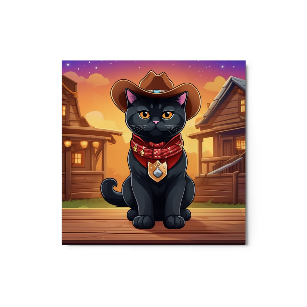 PugMug Custom Black British Shorthair Cat Metal Print