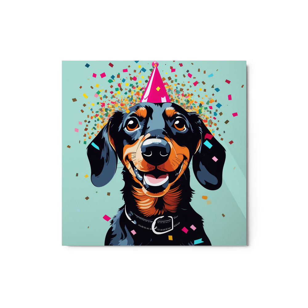 PugMug Custom Black Dachshund Metal Print