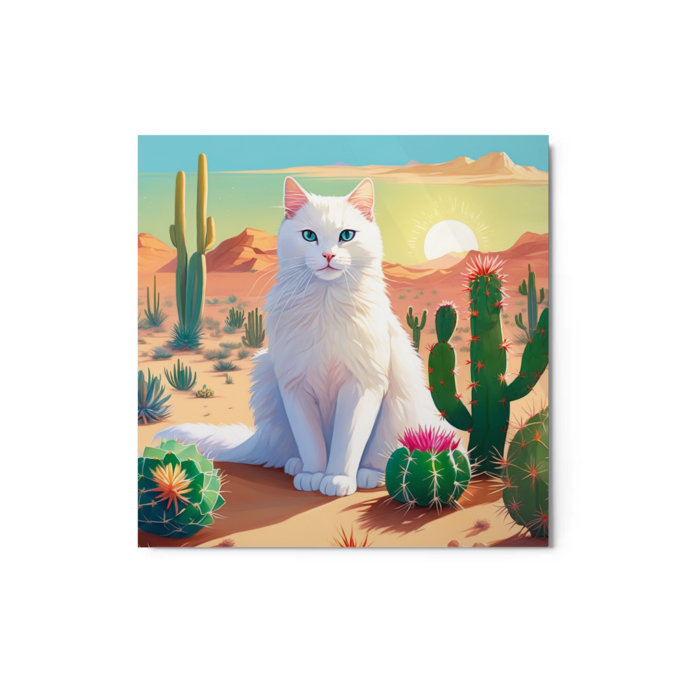 PugMug Custom White Companion Cat Metal Print